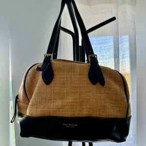 Isaac Mizrahi Woven Tan and Black Tote